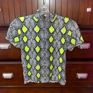 Neon Green Snakeskin Crop Top 🐍